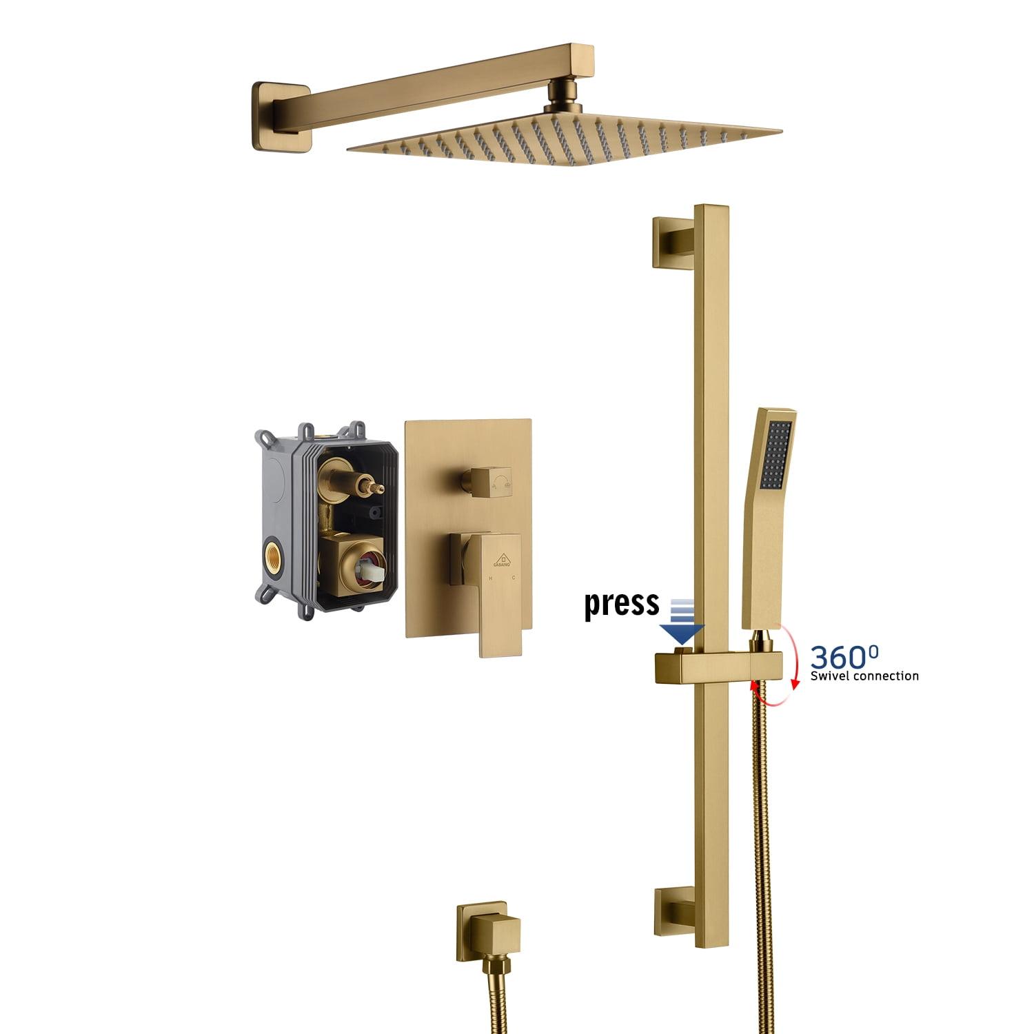 SlideLux Complete Rainfall Shower System with Rough in-Valve and Slide Bar