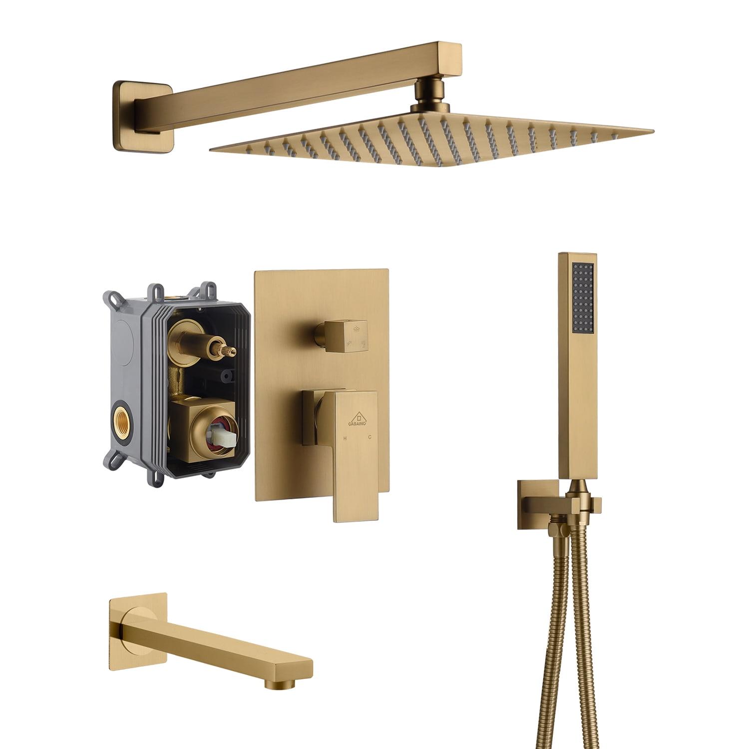 Brushed Gold Multi-Head Wall Mounted Rain Shower System