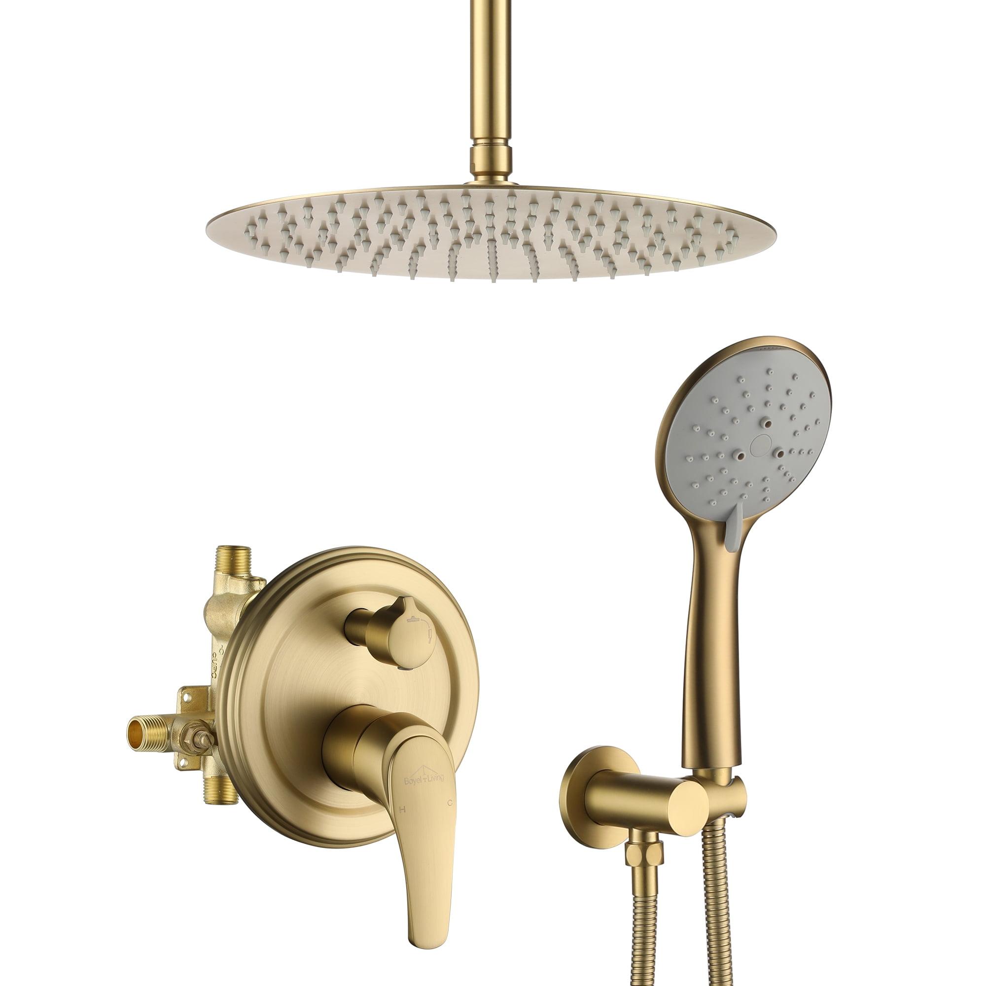 Brushed Gold 12" Dual Shower Head System with Handheld