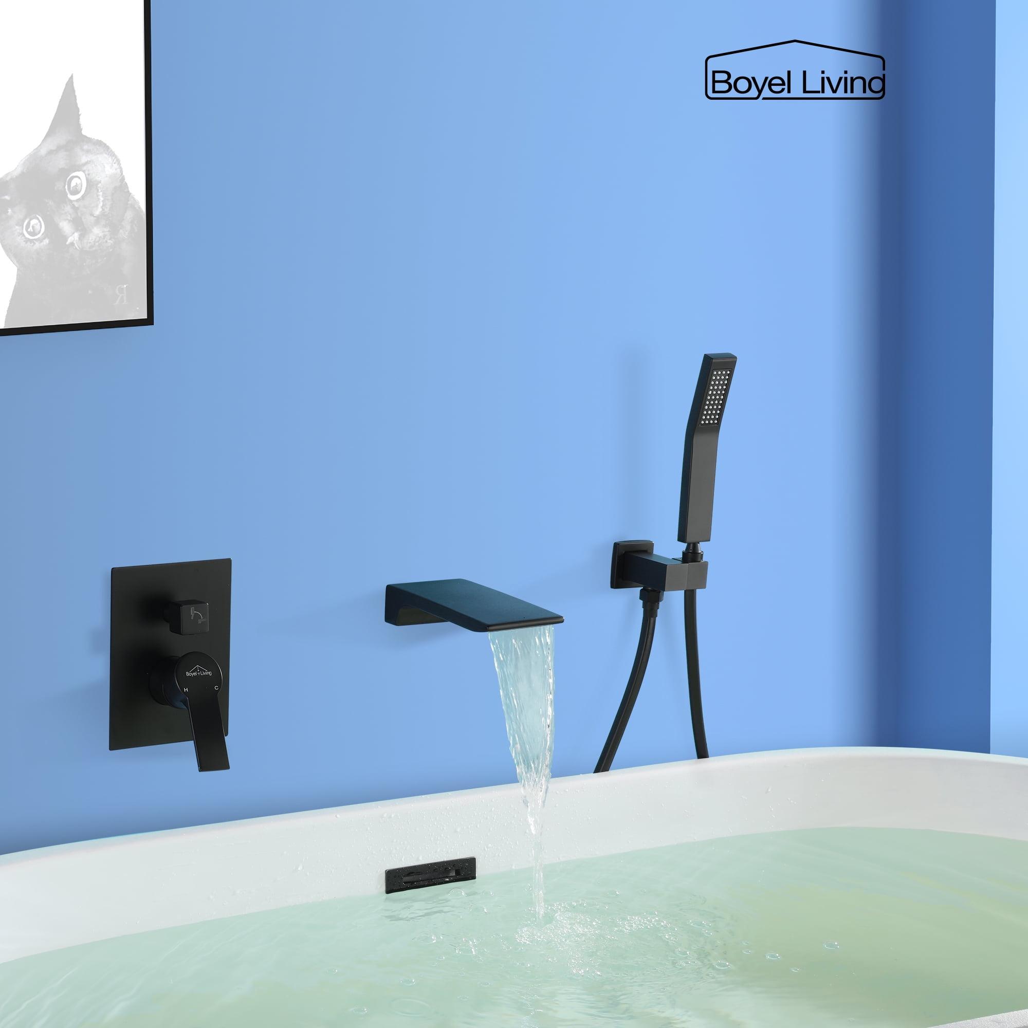 Matte Black Wall Mount Roman Tub Faucet with Hand Shower