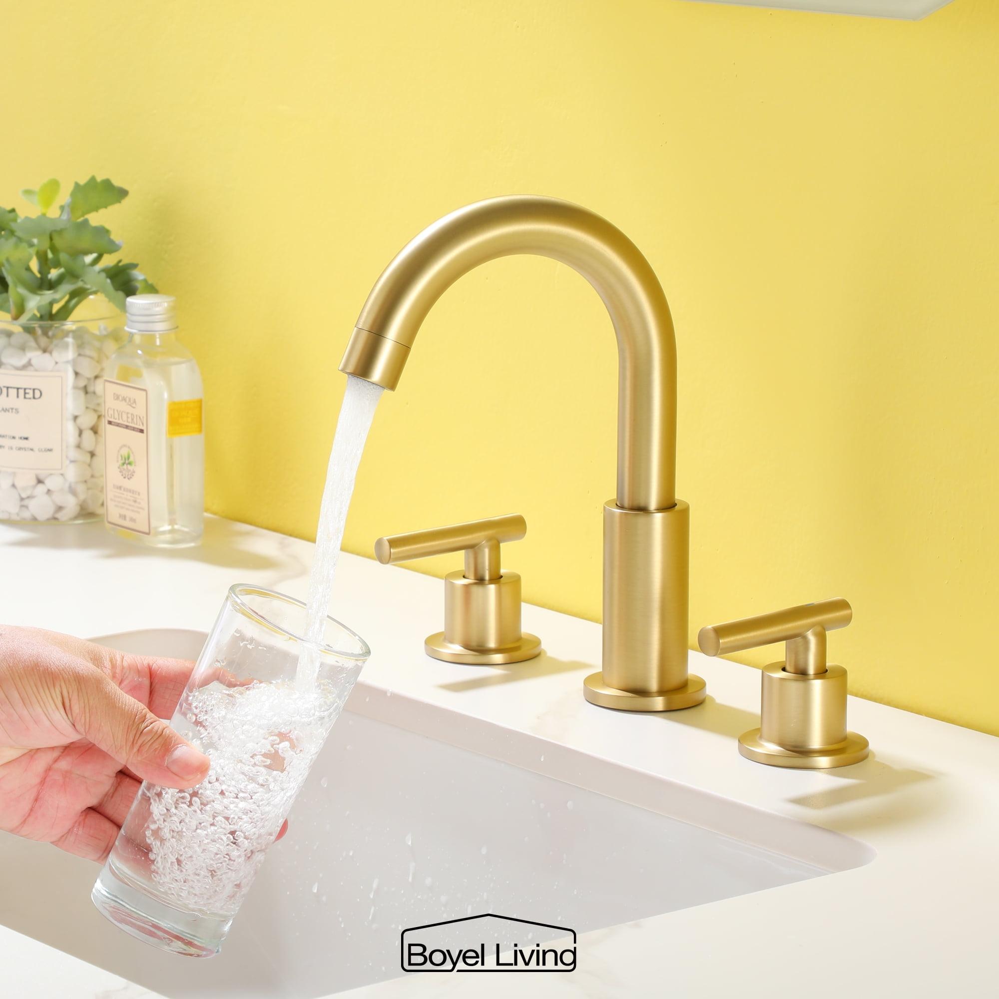 Brushed Gold 8-Inch Widespread 2-Handle Bathroom Faucet