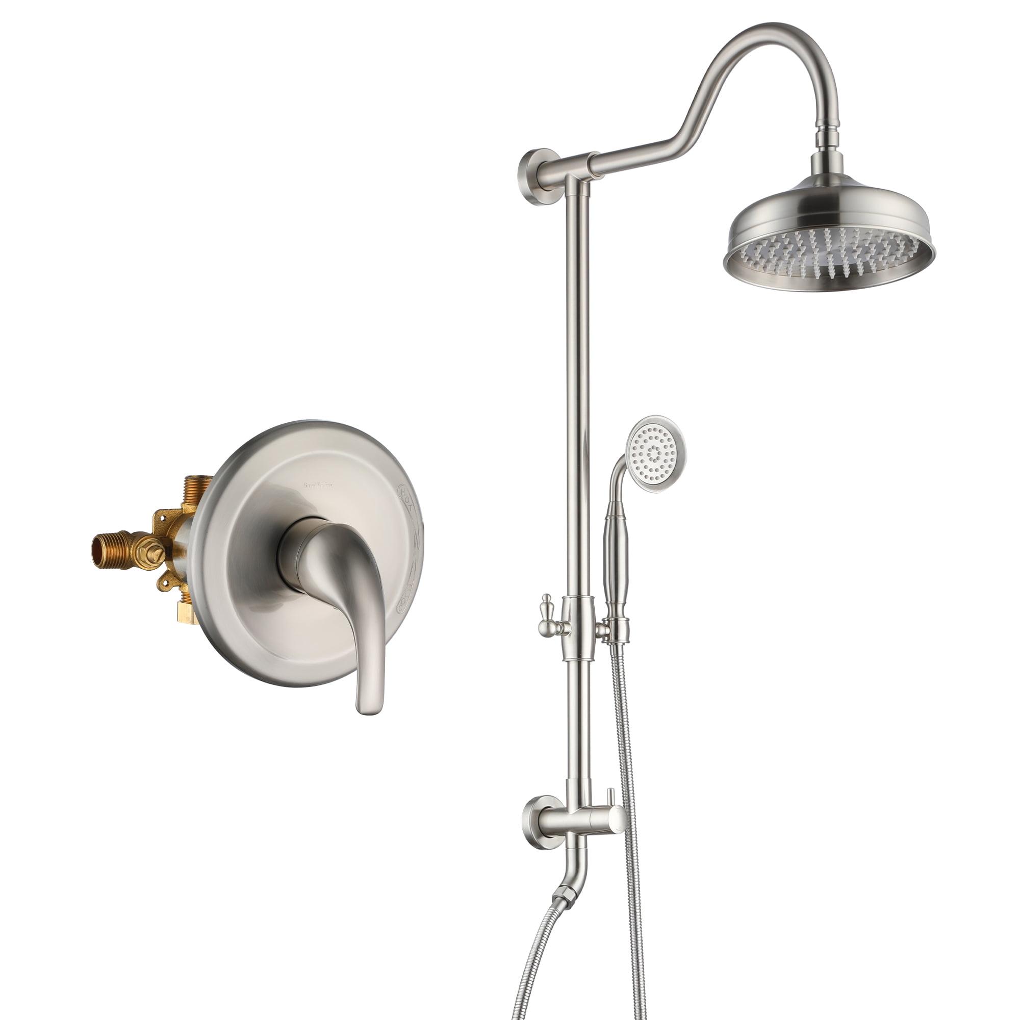 Brushed Nickel Dual Rain and Handheld Shower System