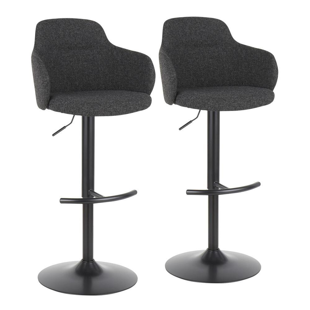 Set of 2 Boyne Industrial Upholstered Barstools Dark Gray - LumiSource: Metal Frame, Adjustable, Kitchen-Compatible