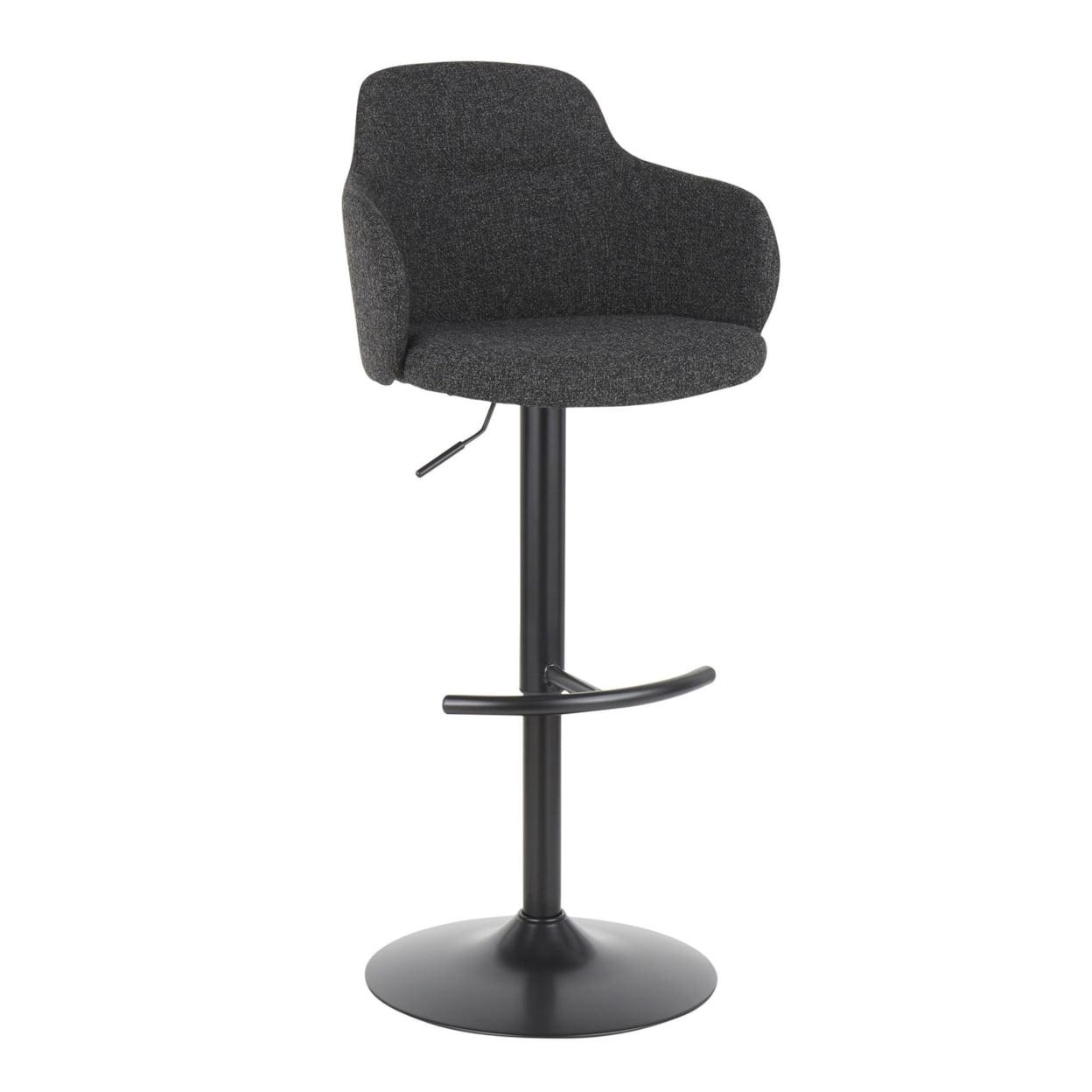 LumiSource Boyne Adjustable & Swivel Industrial Bar Stool in Dark Grey