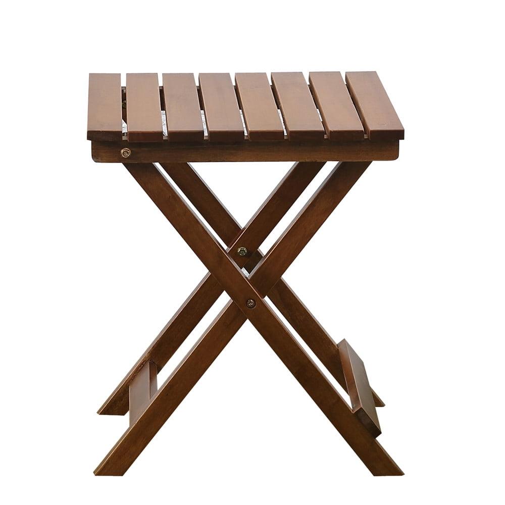 Brown Square Wooden Folding Outdoor End Table