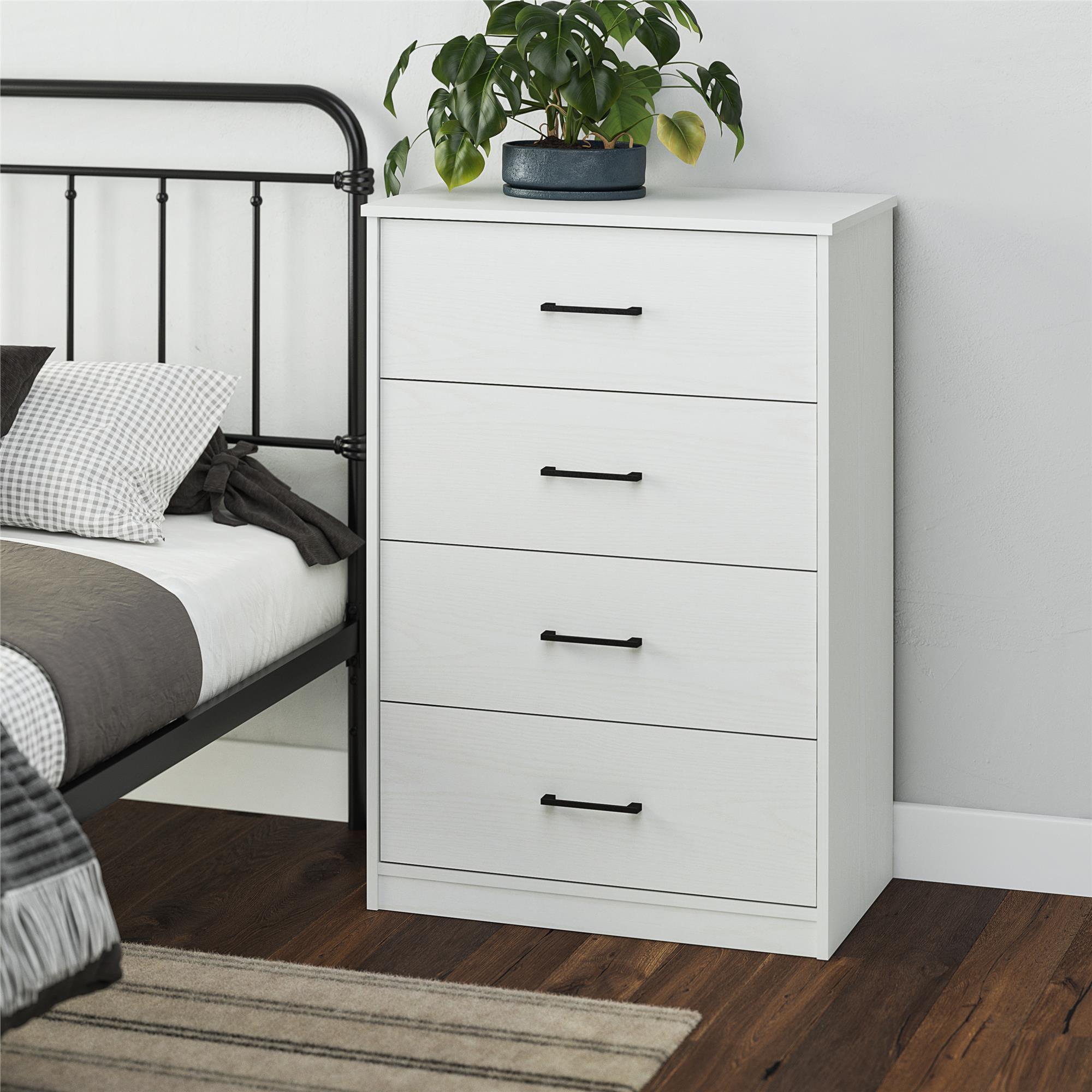 Ameriwood Home BrEZ Build Collection Pearce 4 Drawer Dresser, White