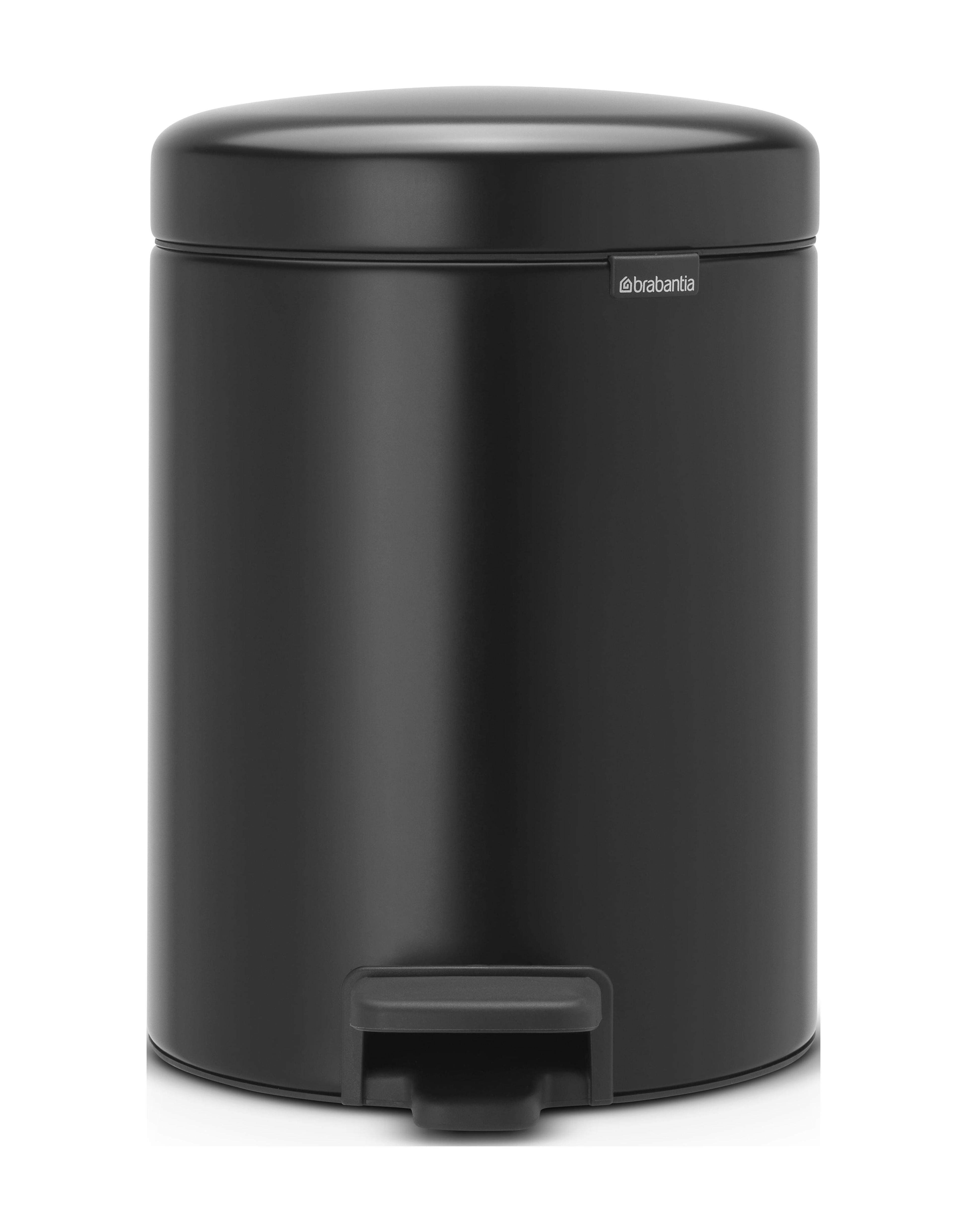 Matte Black Plastic Round Pedal Bin with Soft Closure