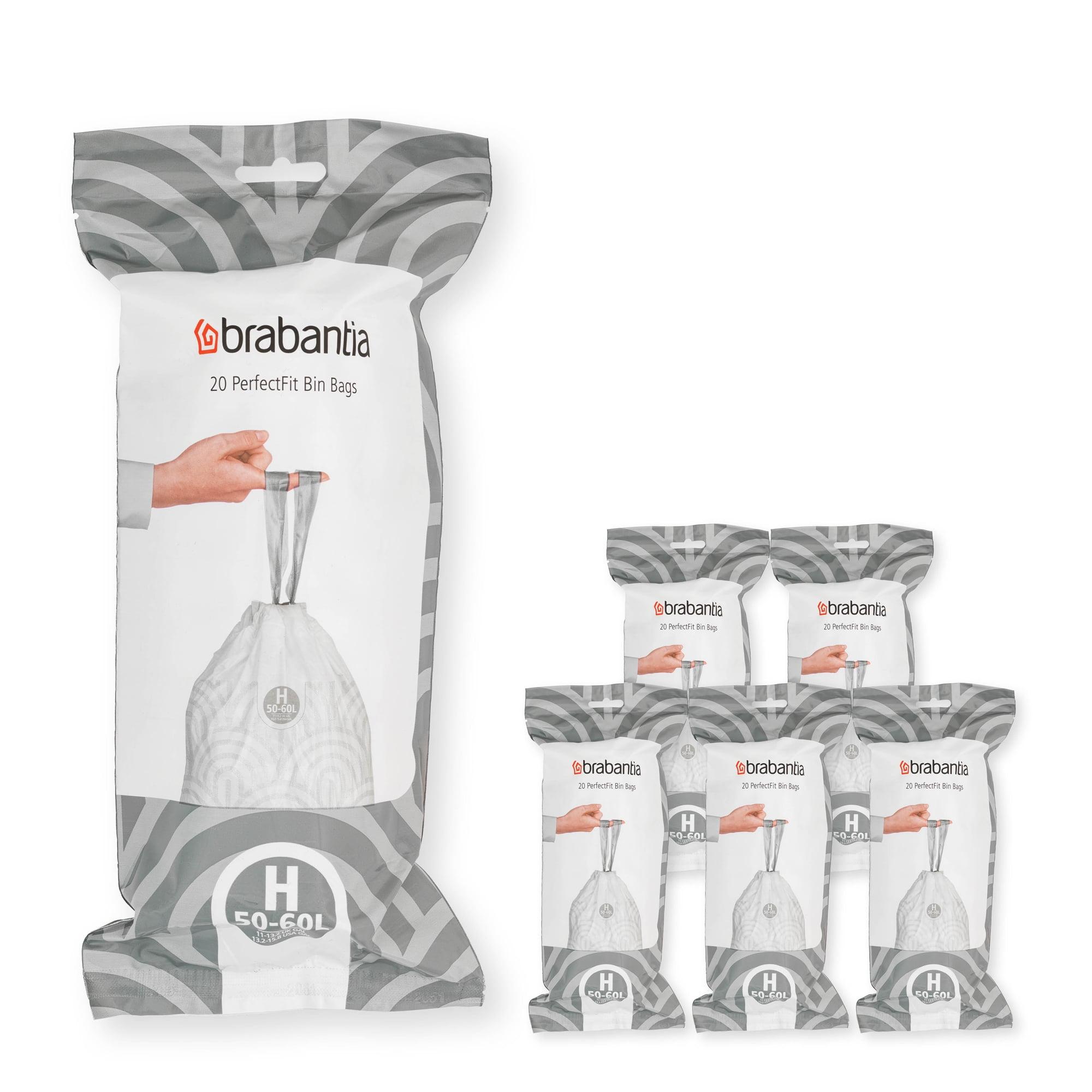 Brabantia Brabantia PerfectFit Trash Bags, Code H, 13.2-16 Gallon (50-60L), 120 Trash Bags (Set of 120)