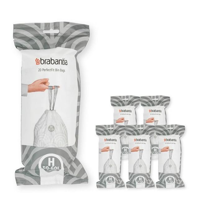 Brabantia Brabantia PerfectFit Trash Bags, Code H, 13.2-16 Gallon (50-60L), 120 Trash Bags (Set of 120)