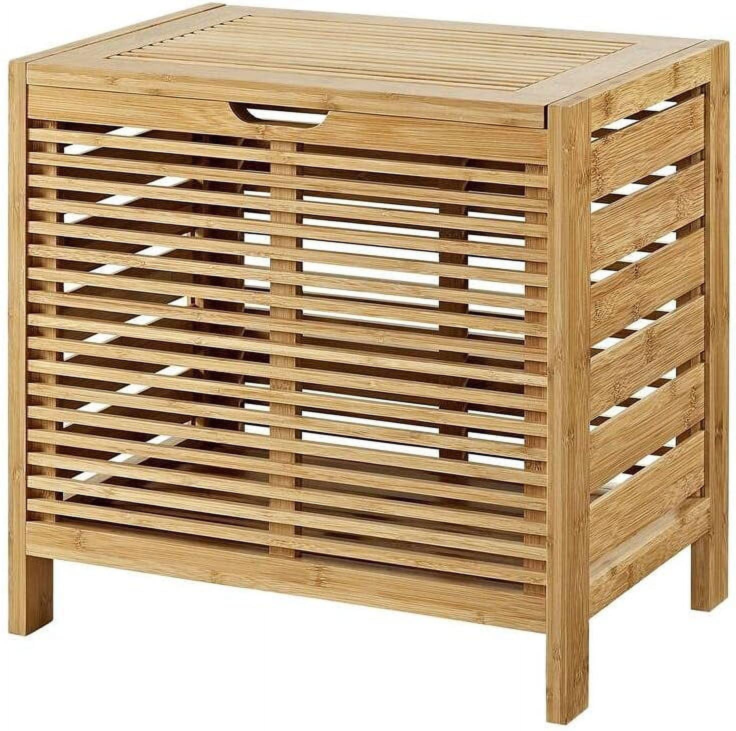 Bracken Natural Bamboo Upright Hamper with Safety Lid