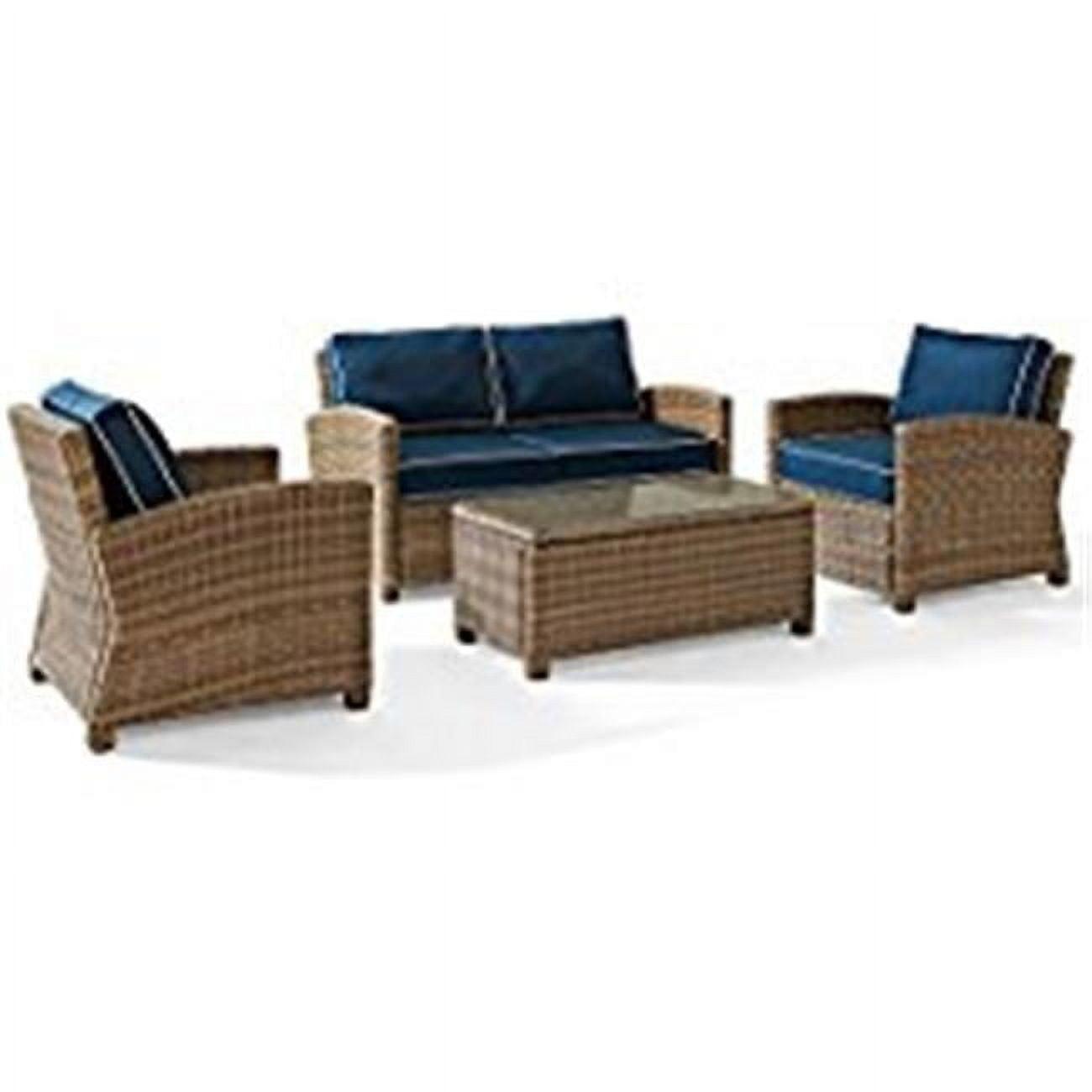 Bradenton 4-Piece Navy Cushions Steel Outdoor Sectional Set