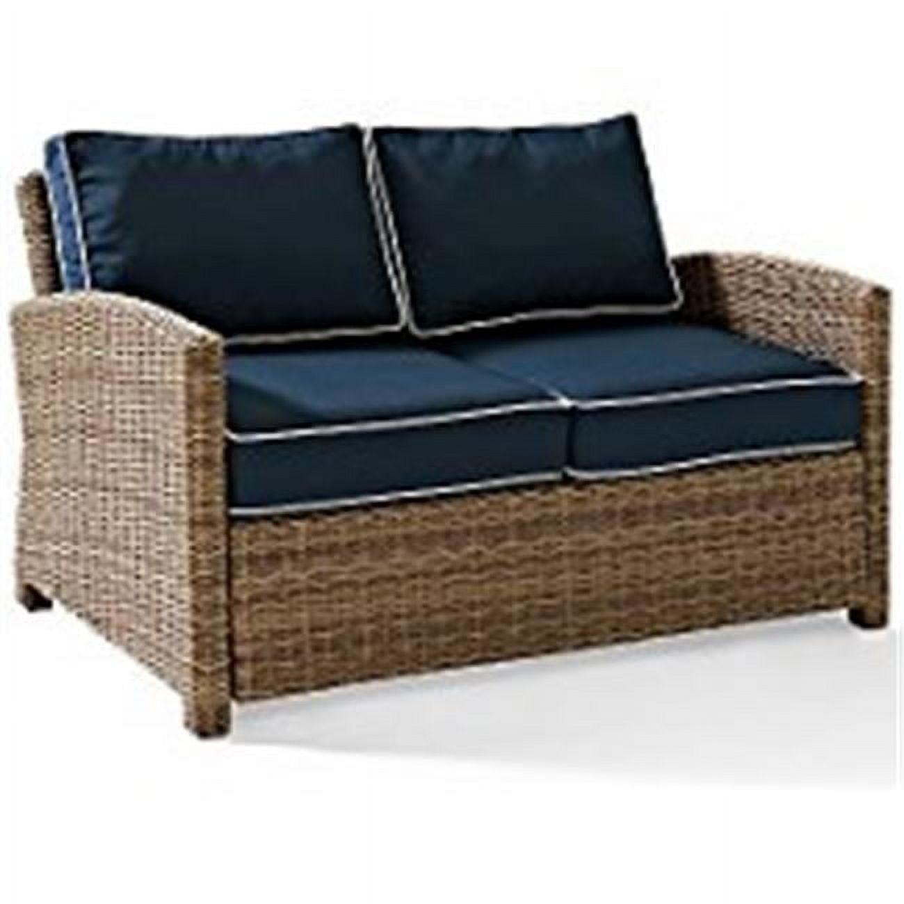 Bradenton Navy and Brown Outdoor Wicker Loveseat