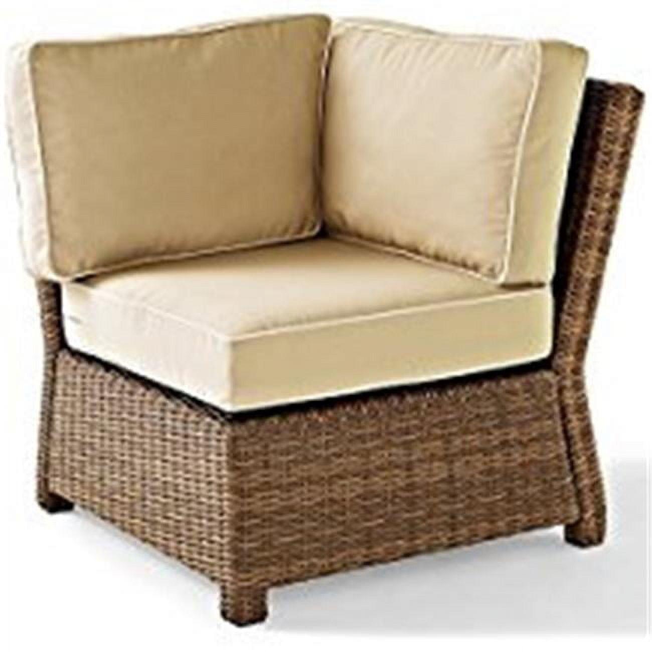 Bradenton Sand Beige Wicker Modular Corner Sofa with Steel Frame