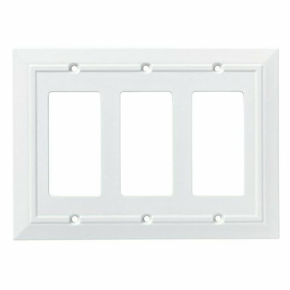 Brainerd W34923-PW Placa de Cubierta de Triple GFCI de Arquitecto Clásico Blanco Puro
