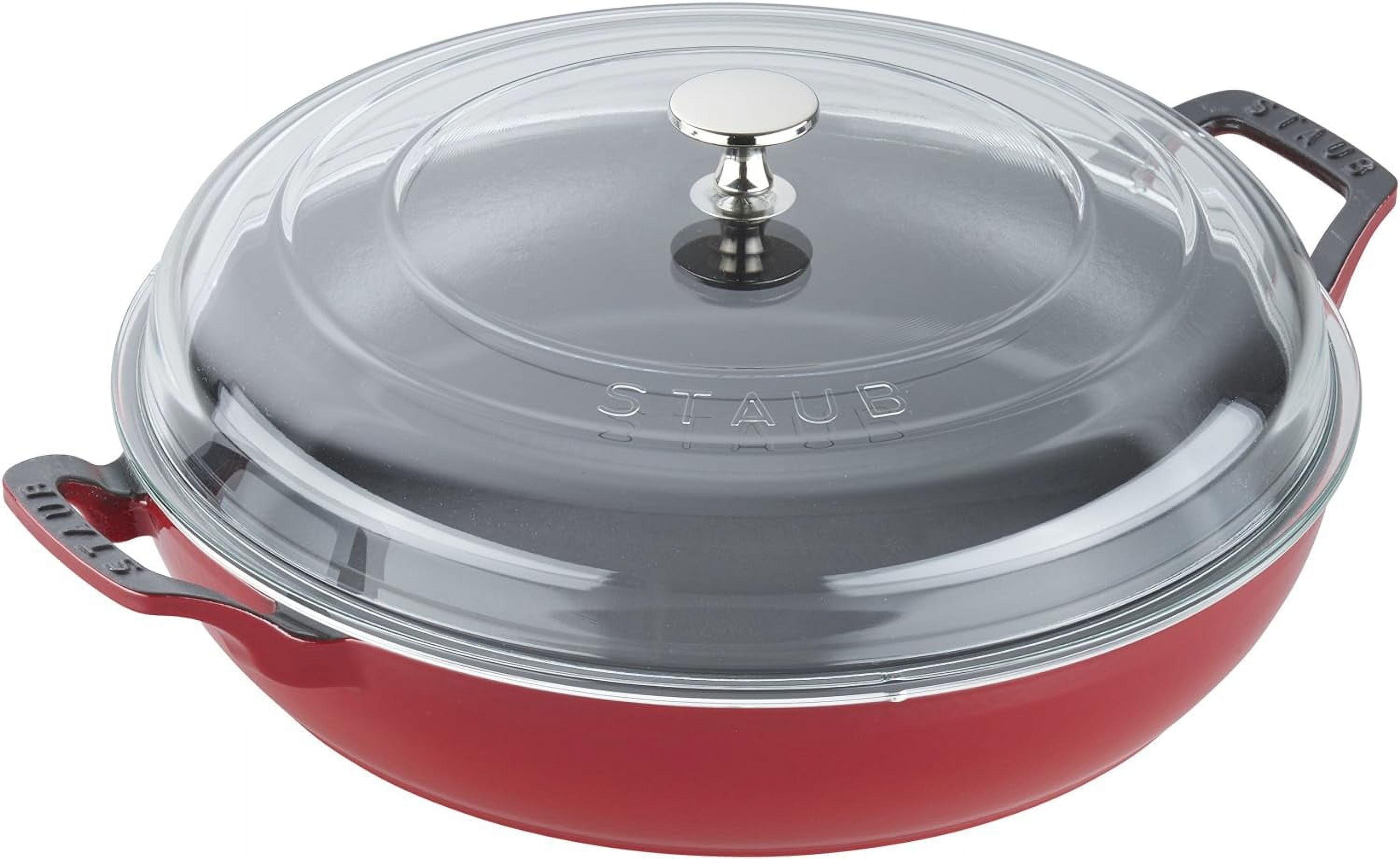 Cherry Red Cast Iron 3.5-Qt Braiser with Glass Lid