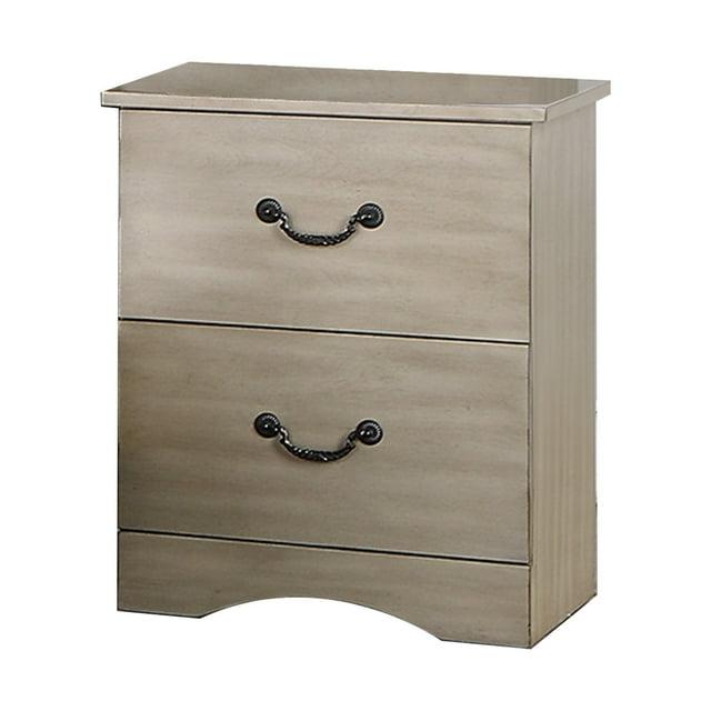 27 in. Bran Pine Wood Grains Modern 2 Drawer Nightstand, Light Brown