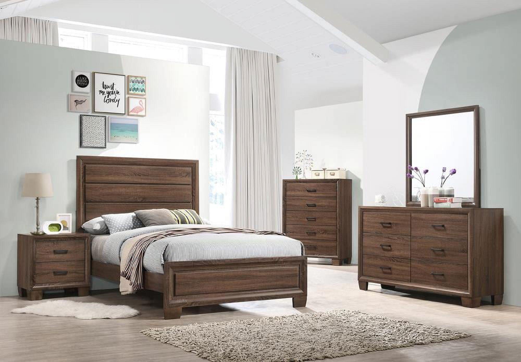 Full Size Dark Brown 4-Piece Bedroom Set with Mirror