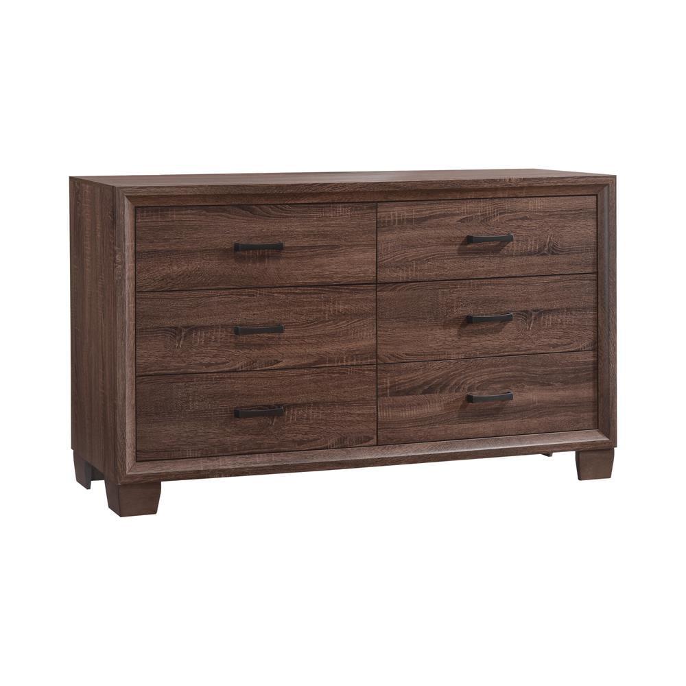 Medium Warm Brown 6-Drawer Hardwood Dresser with Felt Lined Drawers