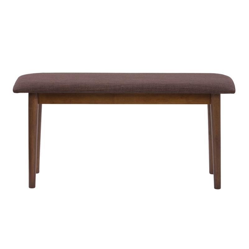 CorLiving Branson Wood Dining Bench Walnut Stain: Upholstered Rectangle Seat, 36" Length, Rubberwood Legs