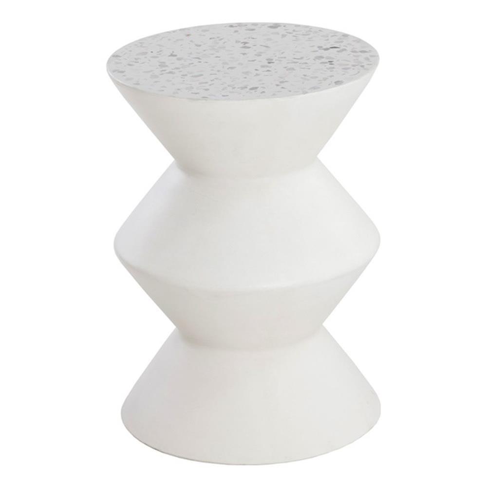 Terrazzo White Sculptural Concrete End Table