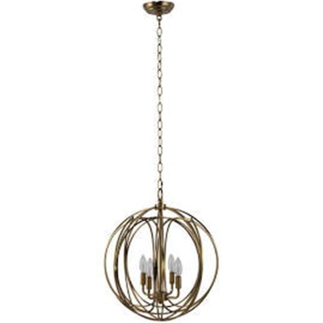 Yosemite Home Decor 4 Light Chandelier in Satin Brass Finish (17.7 x 17.7 x 19.7)