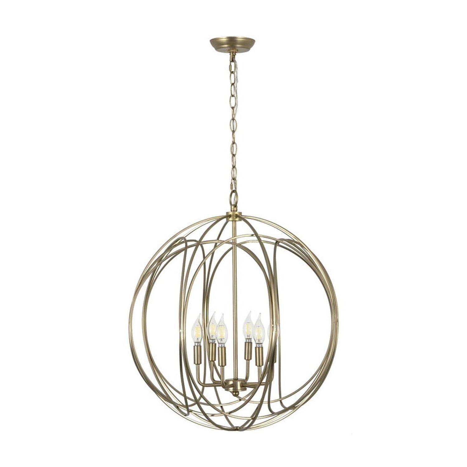 Yosemite Home Decor Brass 6-Light Brass Chandelier