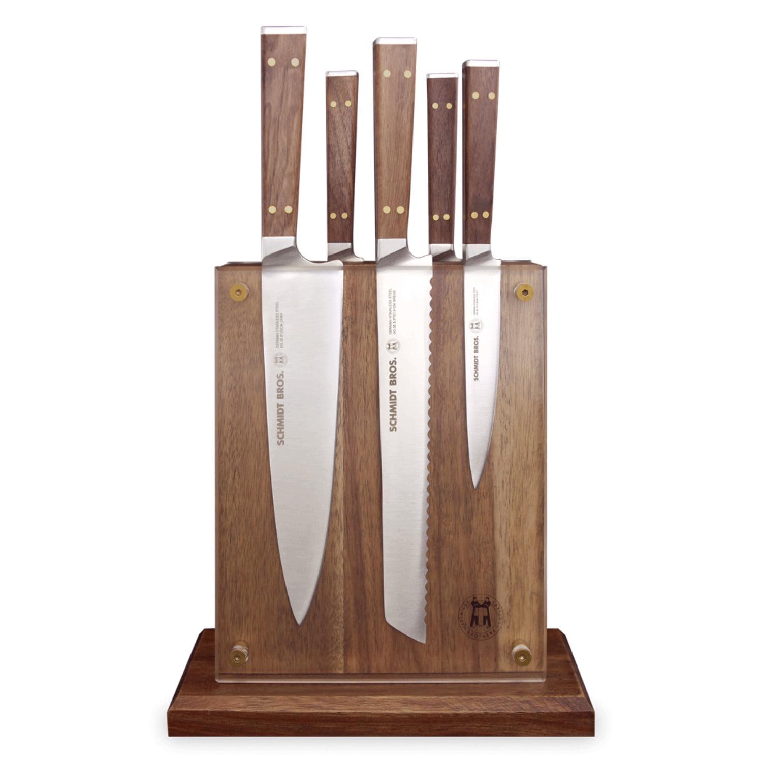 Schmidt Brothers Cutlery Schmidt Brothers™ Cutlery Walnut & Brass 6 Piece Knife Block Set & Reviews | Wayfair