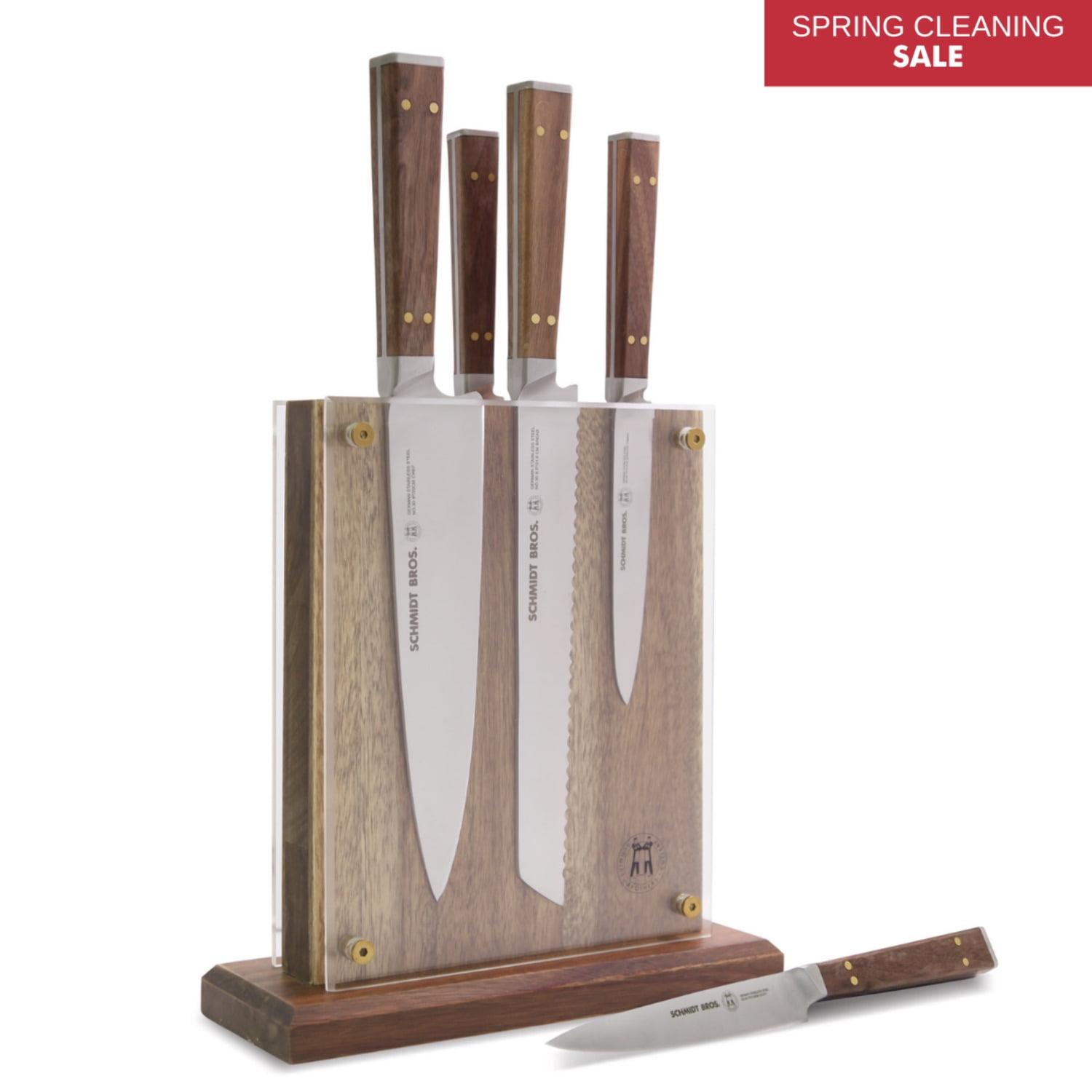 Schmidt Brothers Cutlery Schmidt Brothers™ Cutlery Walnut & Brass 6 Piece Knife Block Set & Reviews | Wayfair