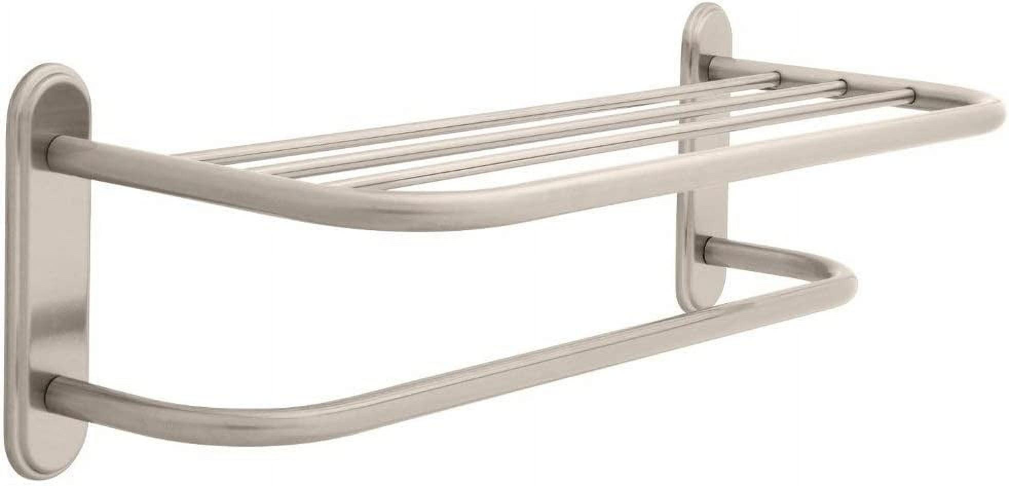 Commercial Grade 24-Inch Satin Nickel Steel Towel Shelf