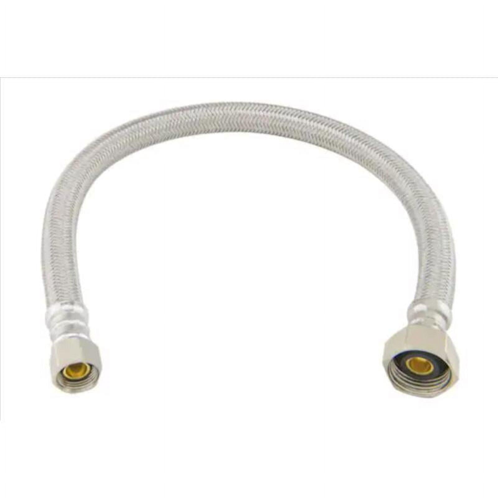 16 in. Silver Braided Polymer Faucet Supply Line with Brass Fittings