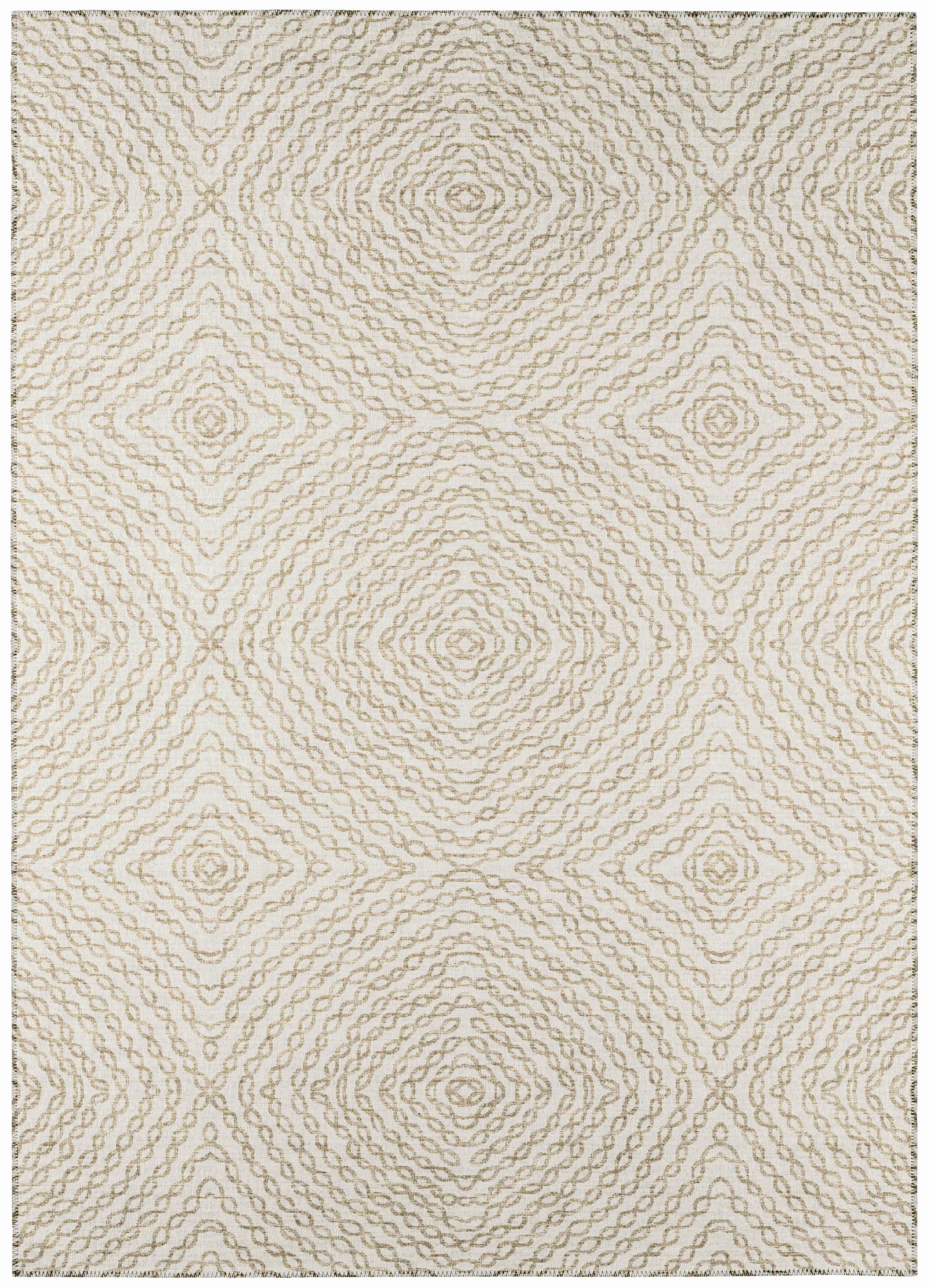 Linen Beige Geometric 3' x 5' Flat Woven Area Rug