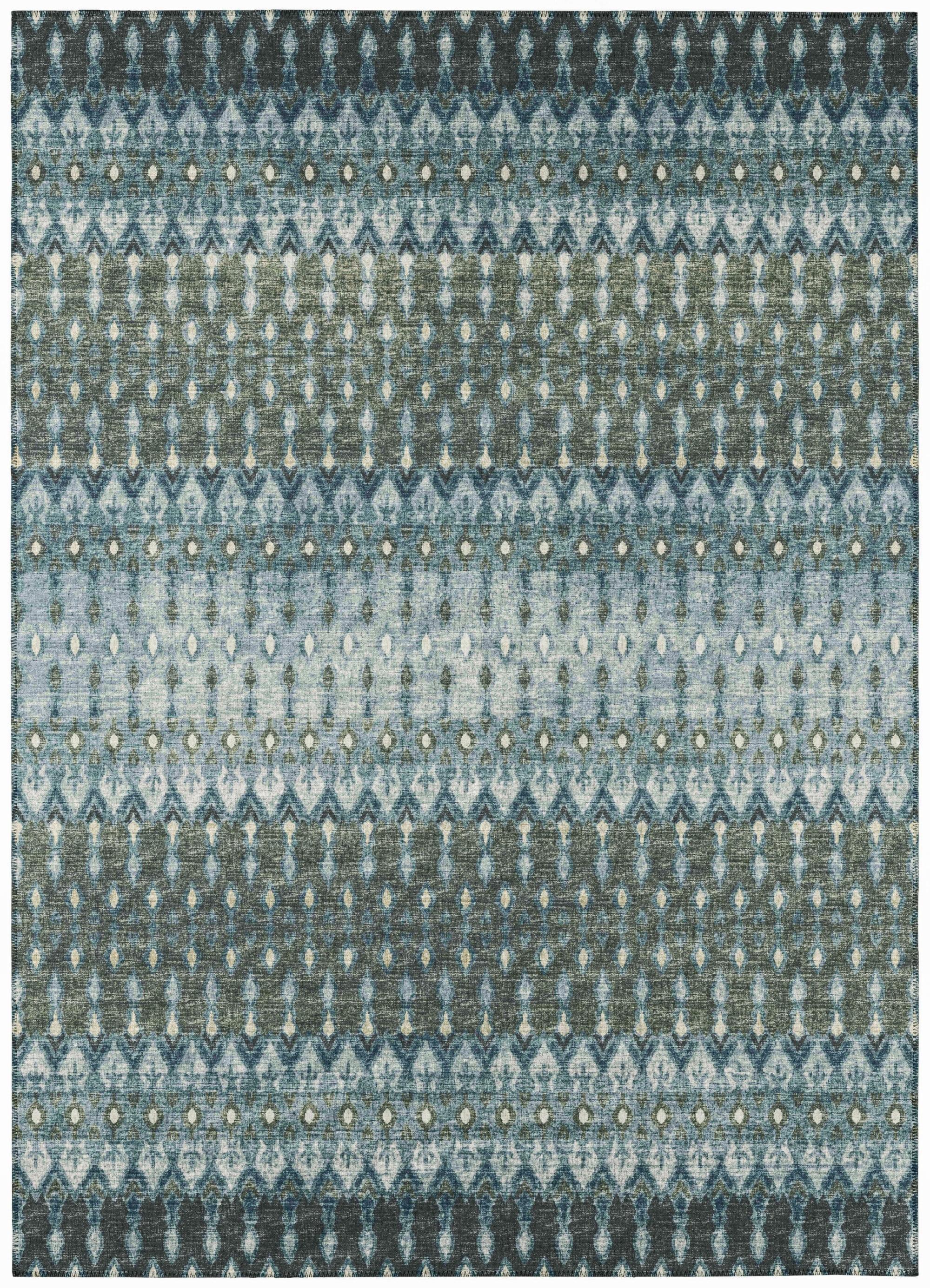 Bravado Indoor/Outdoor Blue Ikat 8’ x 10’ Non-Skid Area Rug