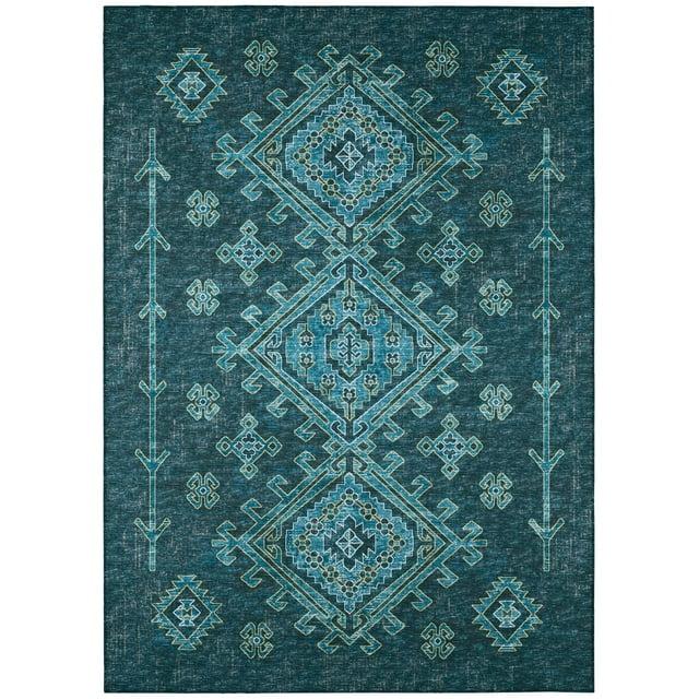 Bravado Indoor/Outdoor Blue Southwest 3' x 5' Non-Skid Area Rug