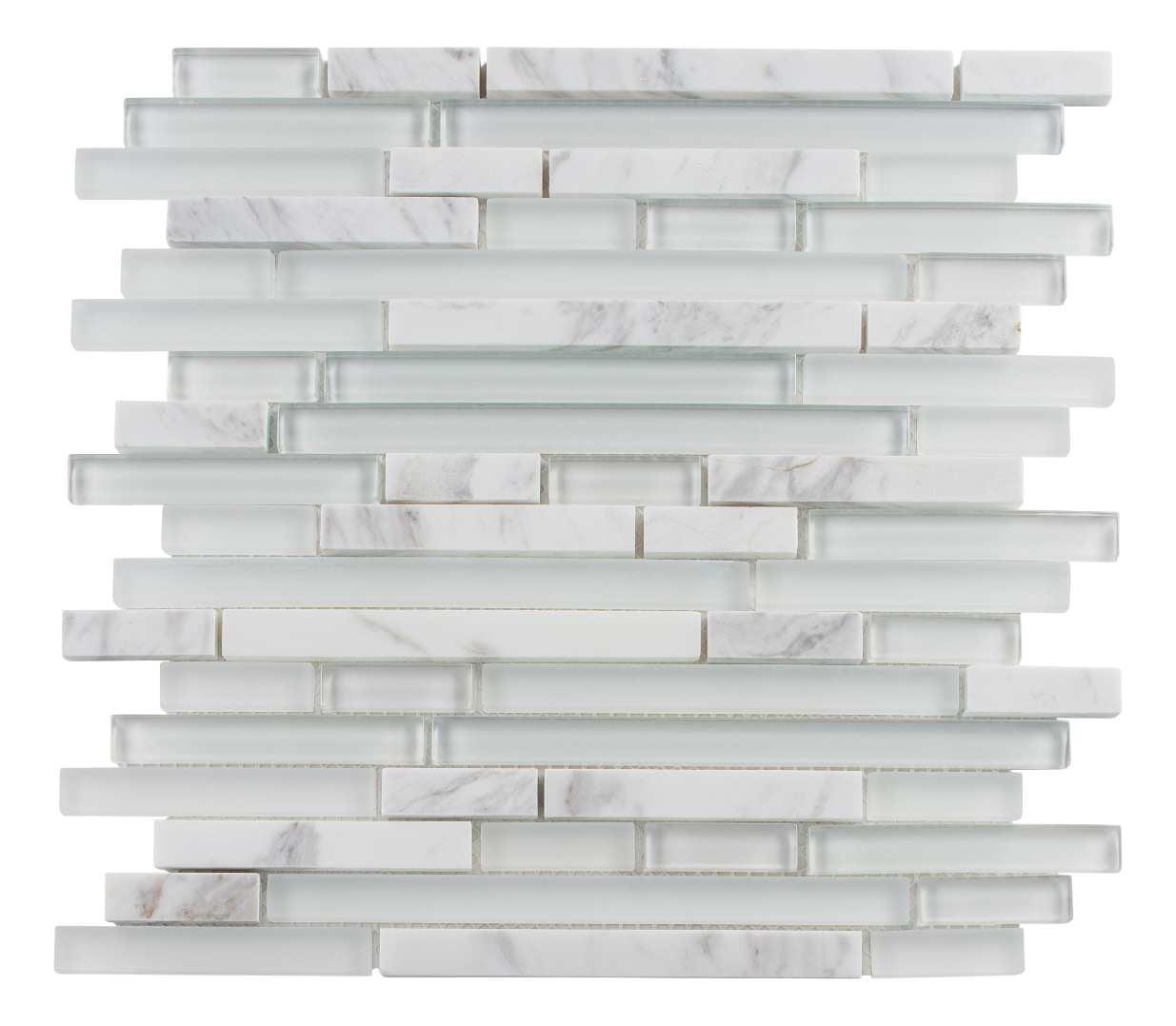 Andova Bravio Glass and Natural Stone Linear Mosaic Kitchen Backsplash, Bathroom, Shower, Pool, Wall and Floor Tile