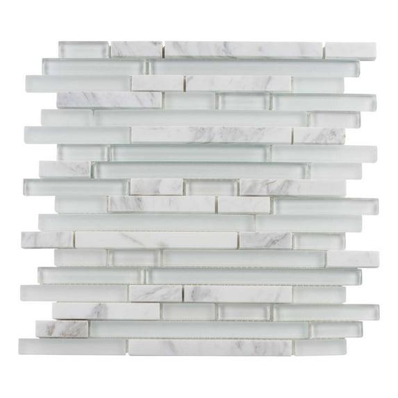 Andova Bravio Glass and Natural Stone Linear Mosaic Kitchen Backsplash, Bathroom, Shower, Pool, Wall and Floor Tile