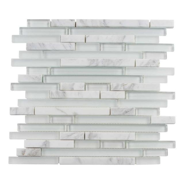 Andova Bravio Glass and Natural Stone Linear Mosaic Kitchen Backsplash, Bathroom, Shower, Pool, Wall and Floor Tile