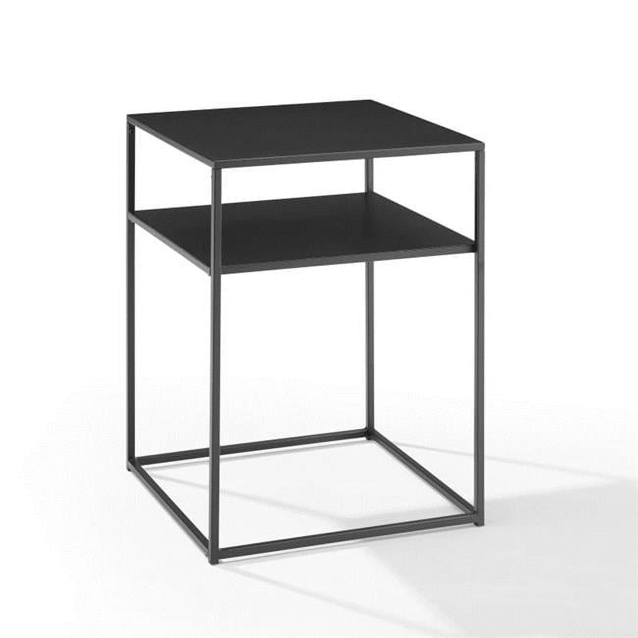 Braxton End Table Matte Black - Crosley: Industrial Modern Accent, Open Shelf Storage, Square Shape