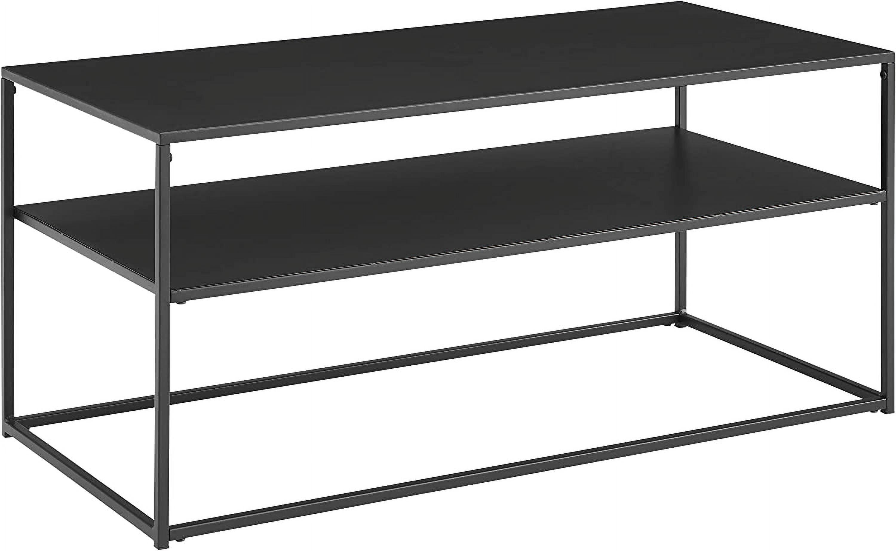 Braxton Coffee Table Matte Black - Crosley: Sturdy Steel, Modern Rectangle, Fixed Shelf