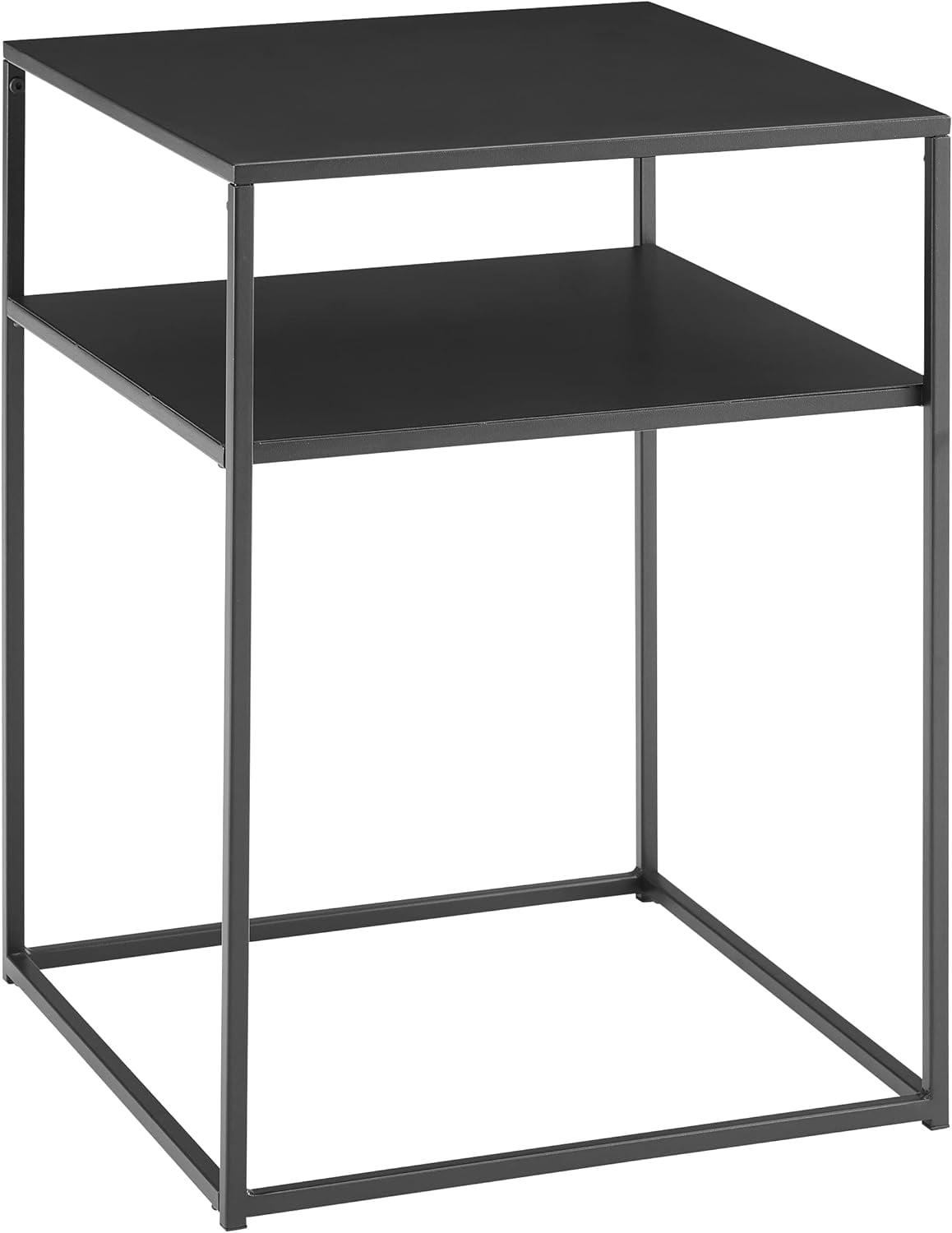 Braxton Matte Black Metal and Glass Slim End Table