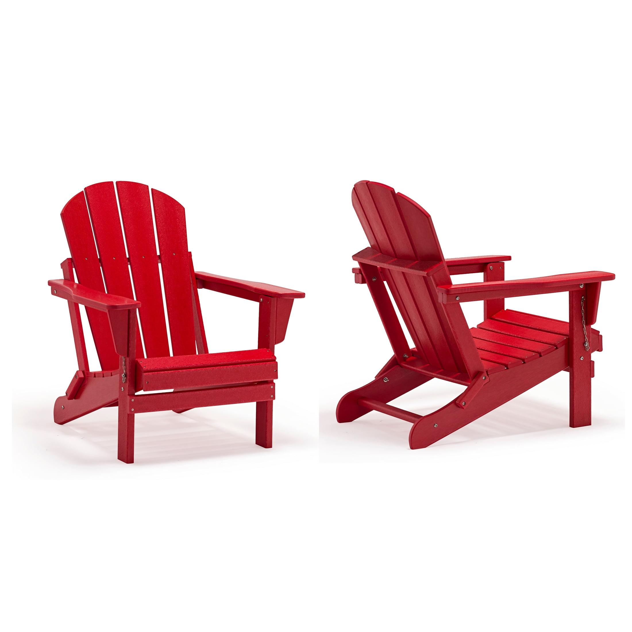 Braxton Outdoor Folding Plastic Adirondack Chair (Set of 2), Red