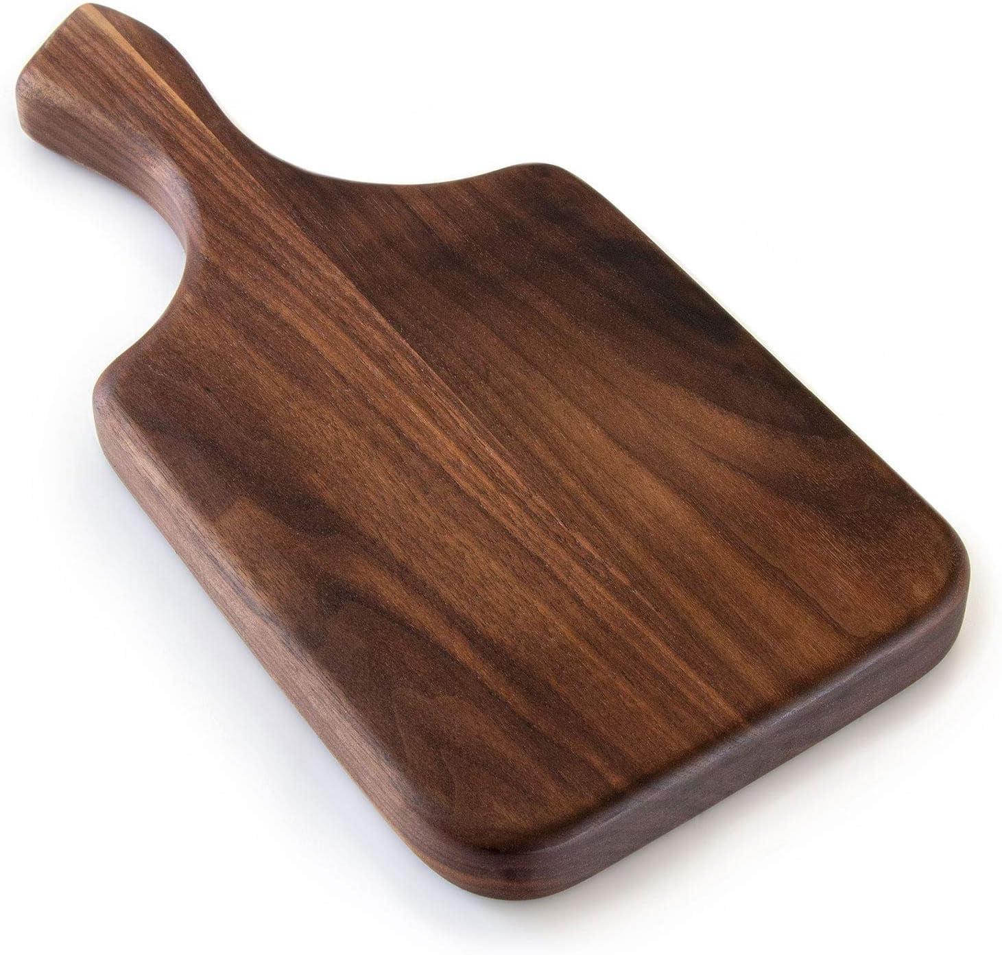 Small Dark Walnut Wood Cutting Board with Handle