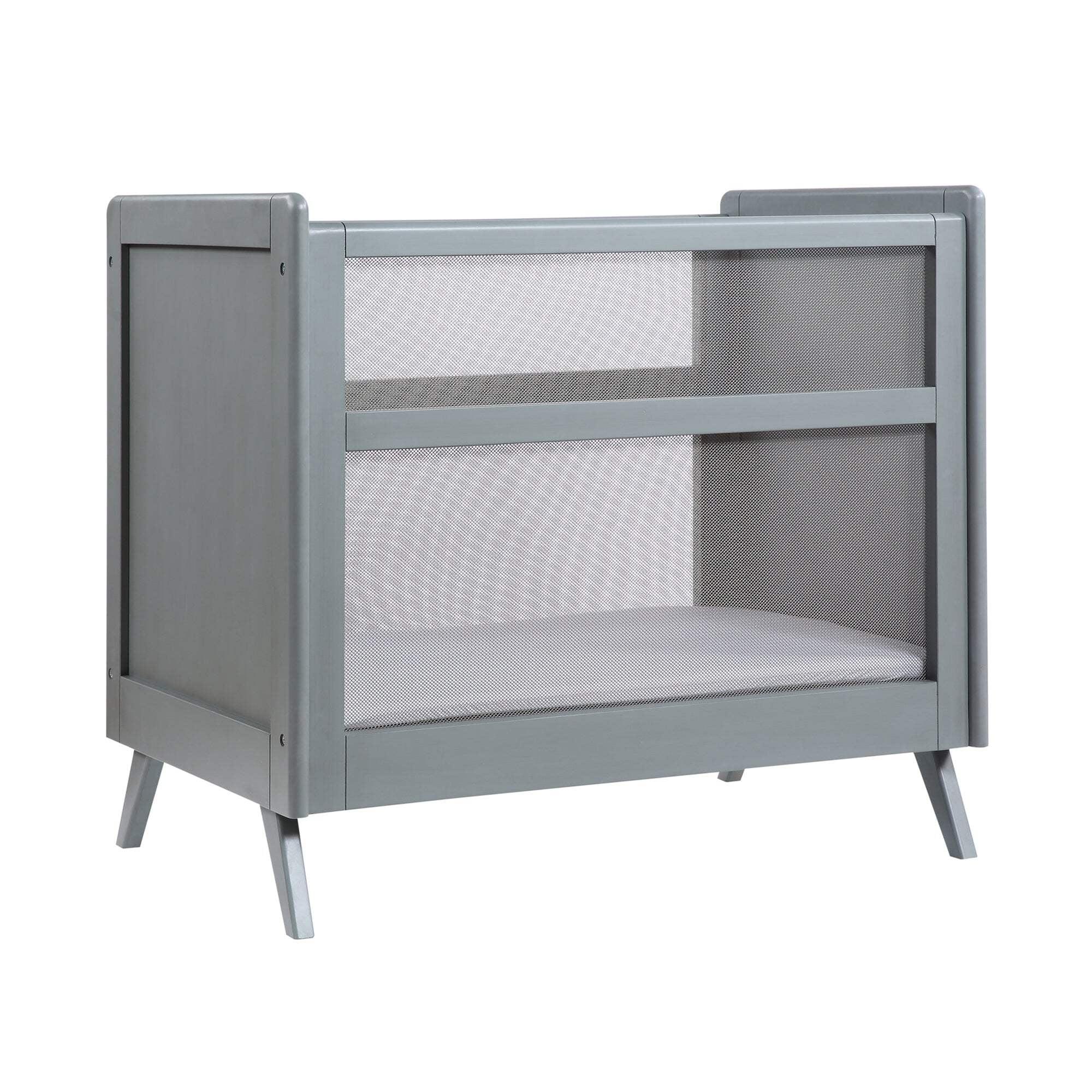 BreathableBaby Breathable Mesh 2-in-1 Mini Crib, Gray, Greenguard Gold Certified