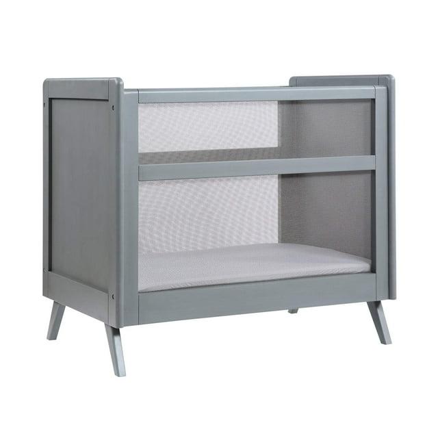 BreathableBaby Breathable Mesh 2-in-1 Mini Crib, Gray, Greenguard Gold Certified