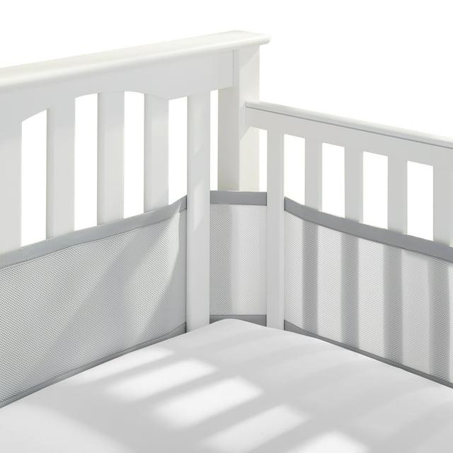 BreathableBaby Breathable Mesh Liner for Full-Size Cribs, Classic 3mm Mesh, Gray (Size 4FS Covers 3 or 4 Sides)