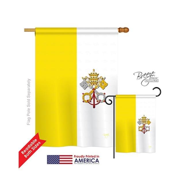 Breeze Decor 08106 Vatican City 2-Sided Vertical Impression House Flag - 28 x 40 in.