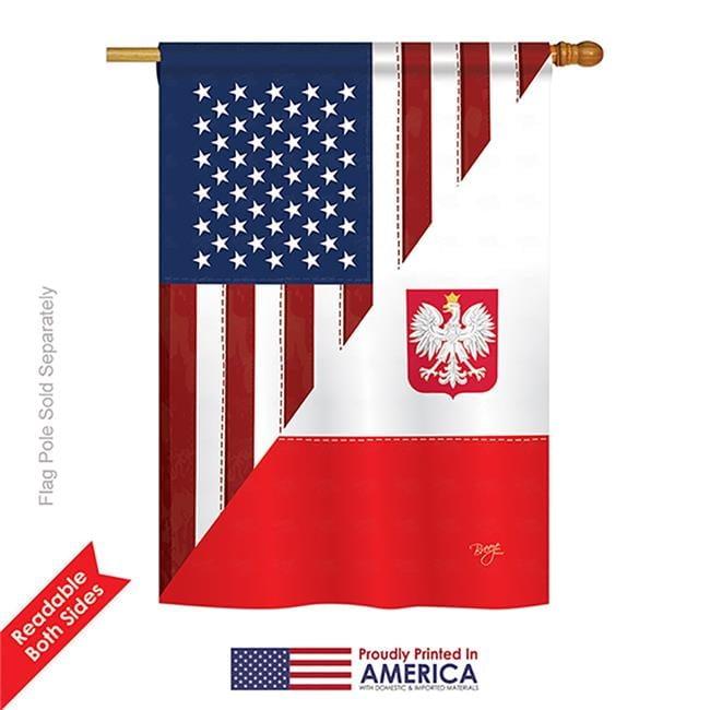 Patriotic US Polish Friendship 2-Sided House Flag - 28 x 40 in.