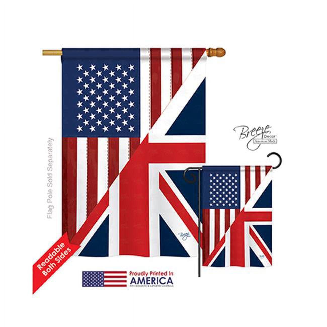 Patriotic US UK Friendship Double-Sided Polyester House Flag 28" x 40"