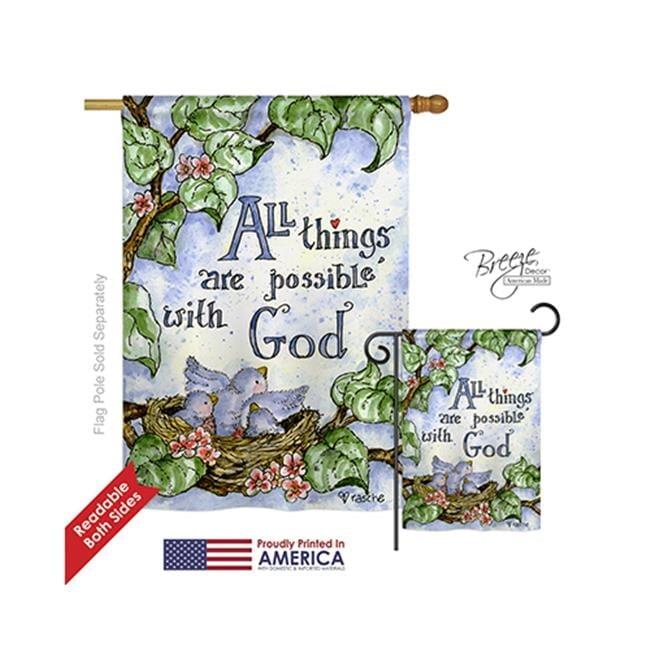 Breeze Decor 15110 All Things Are Possible with God 2-Sided Vertical Impression House Flag - 28 x 40 in.