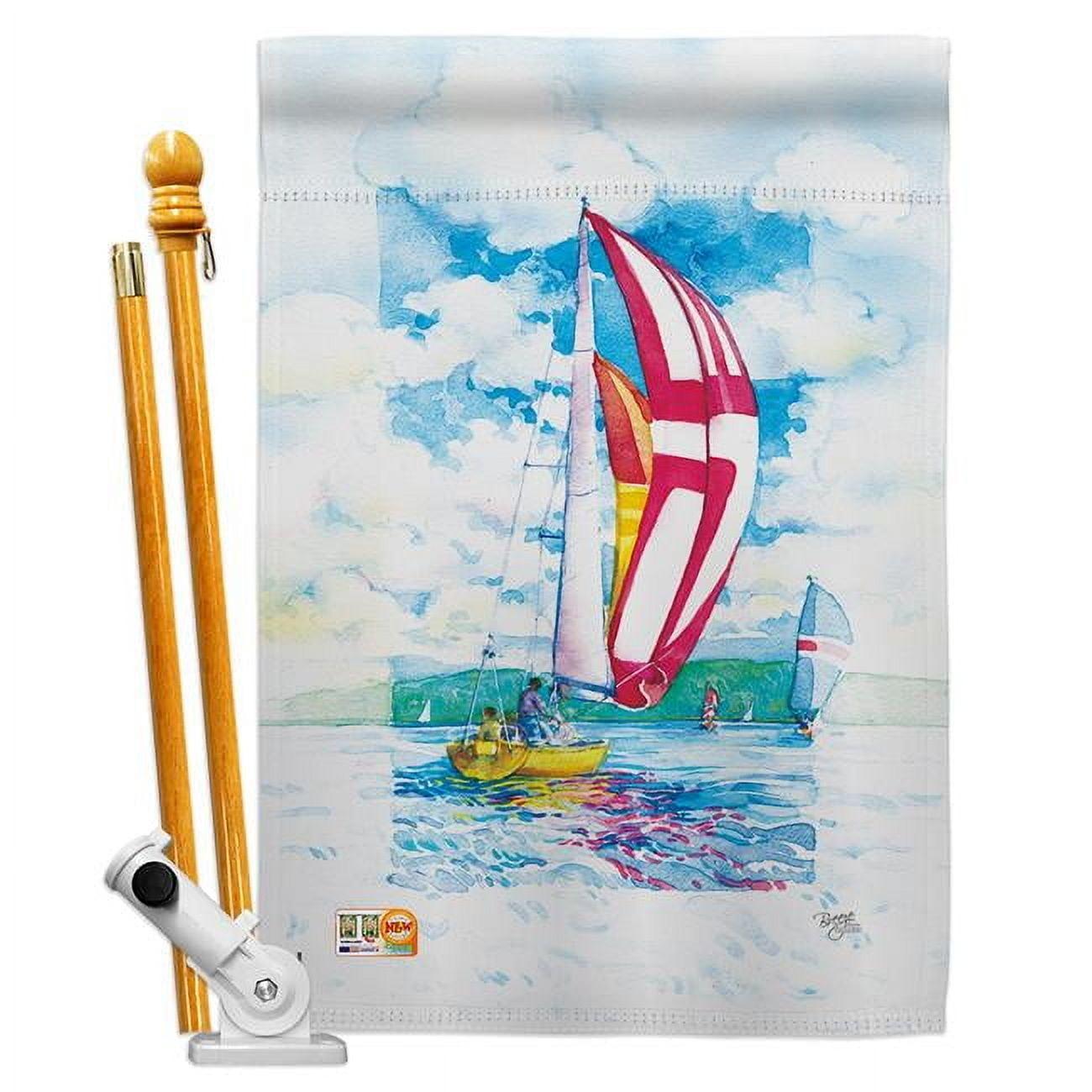 Breeze Decor 09041 Sailboats 2-Sided Vertical Impression House Flag - 28 x 40 in.