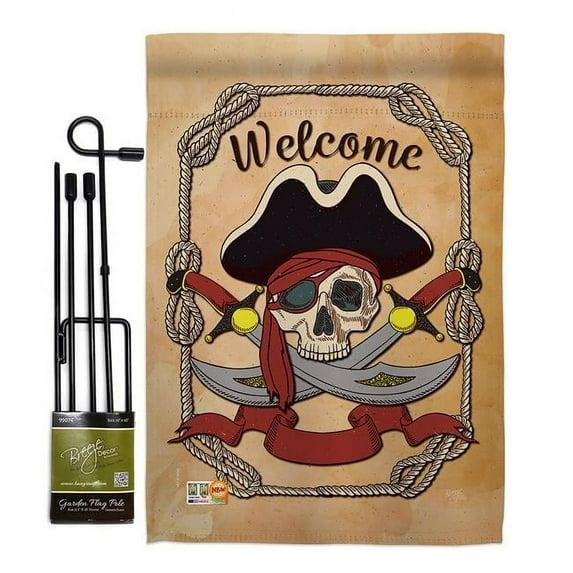 Breeze Decor Double Sided 18.5'' H x 13'' W Burlap Flag Set